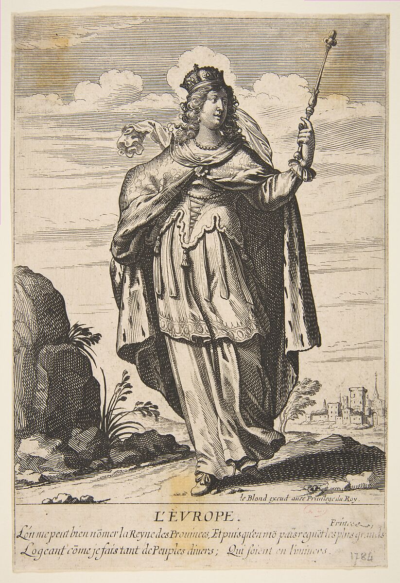 Allegory of Europe, from "The Four Continents", Abraham Bosse (French, Tours 1602/04–1676 Paris), Etching 