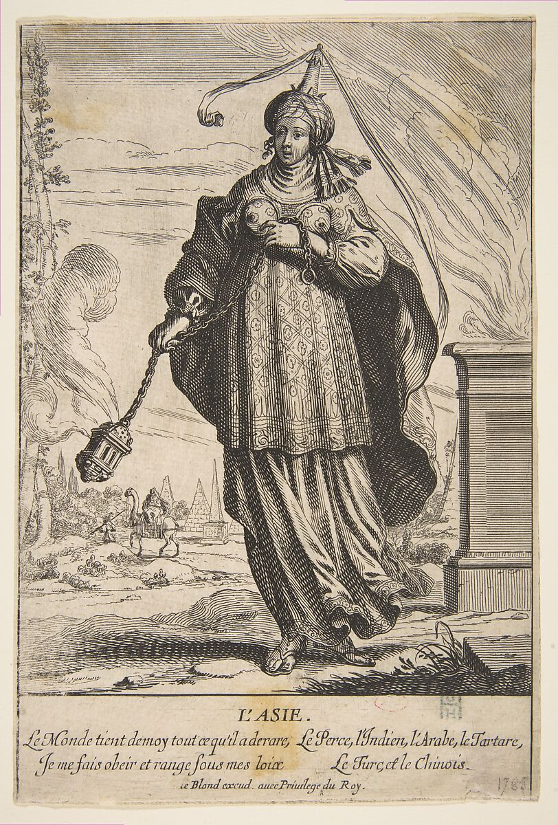 Allegory of Asia, from "The Four Continents", Abraham Bosse (French, Tours 1602/04–1676 Paris), Etching 