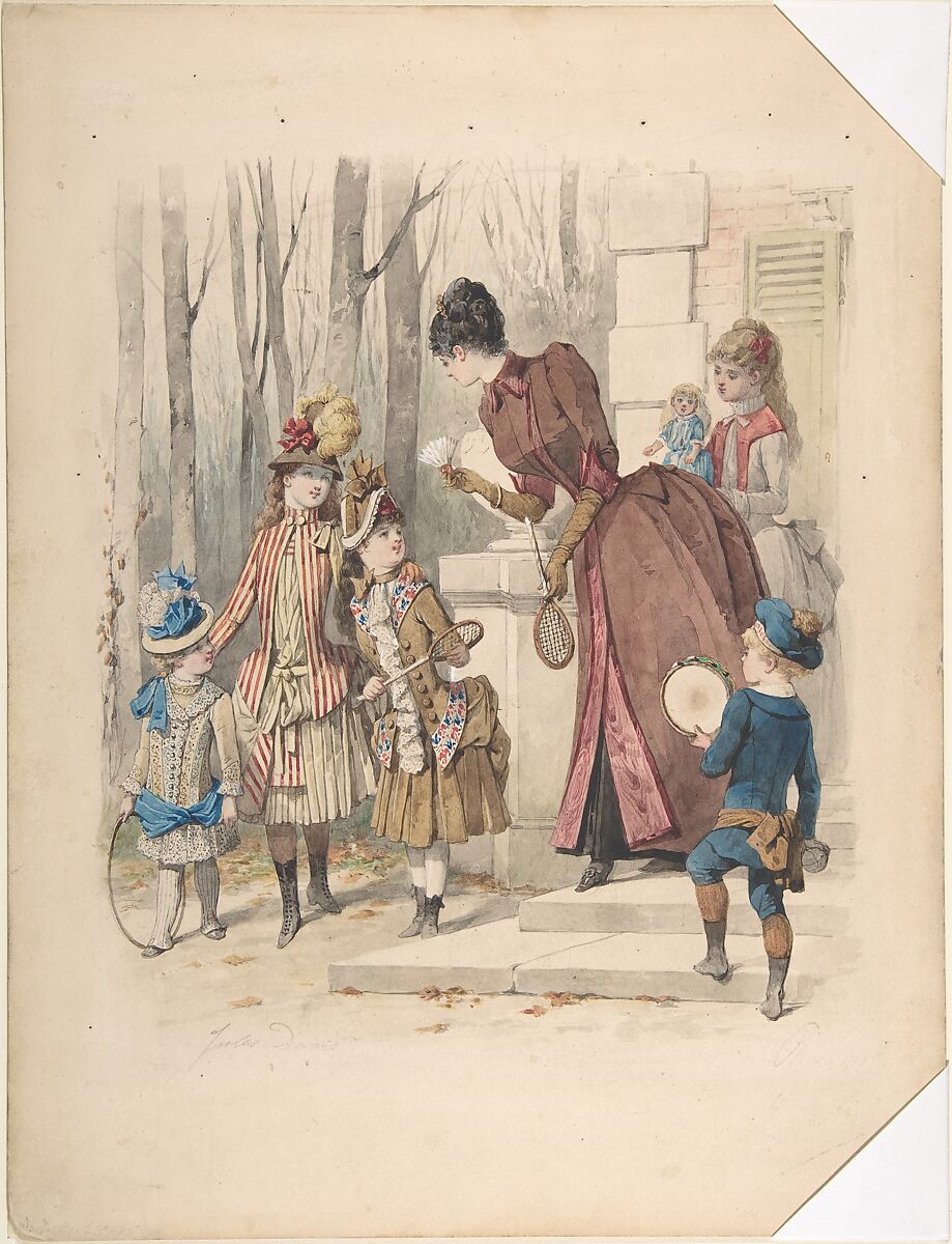 Fashion illustration, no. 2224, Jules David (French, Paris 1808–1892 Paris), Watercolor 