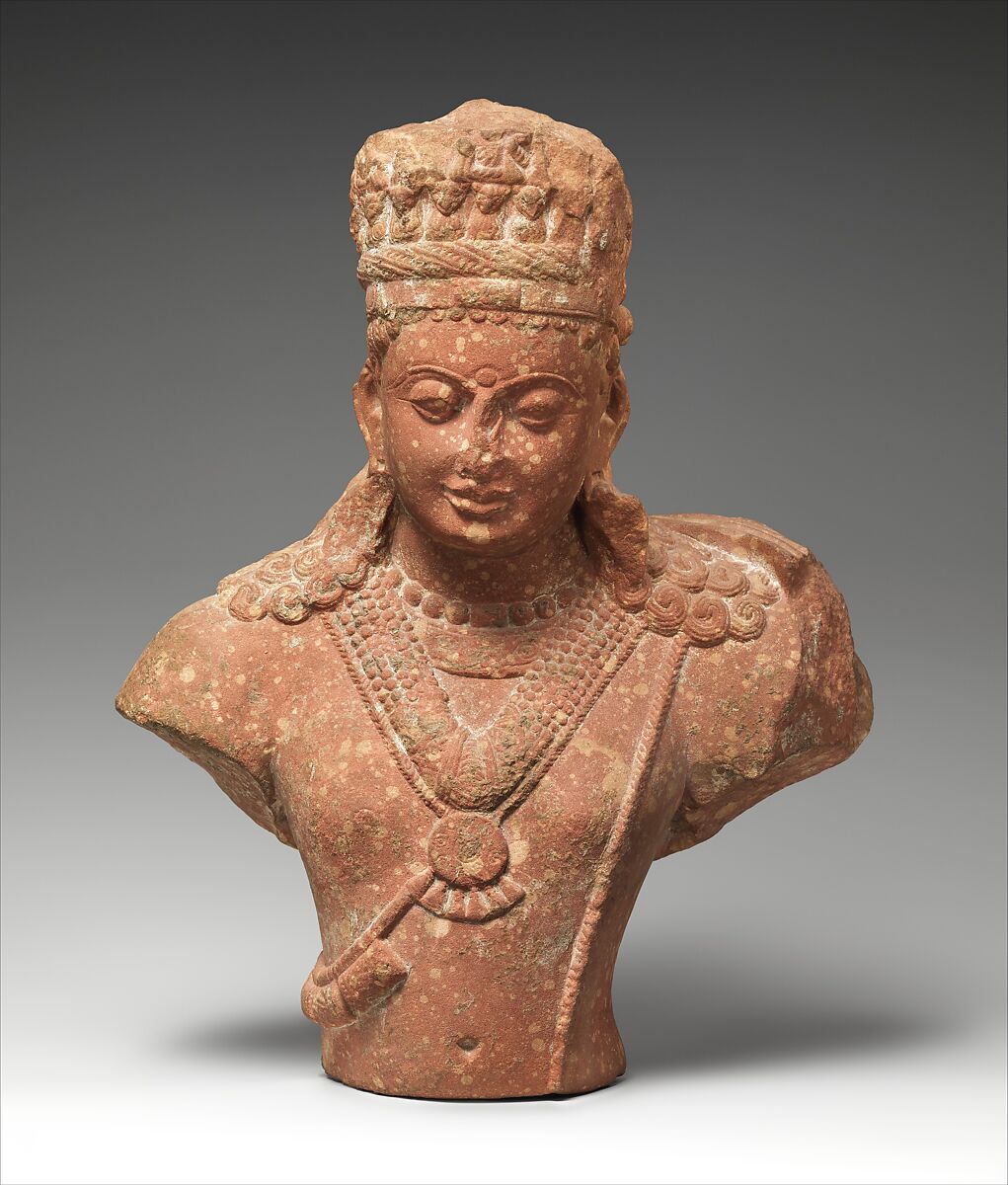 Crowned  Bodhisattva, Sandstone, North India (Uttar Pradesh, Mathura) 