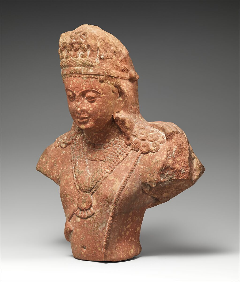 Crowned  Bodhisattva, Sandstone, North India (Uttar Pradesh, Mathura)