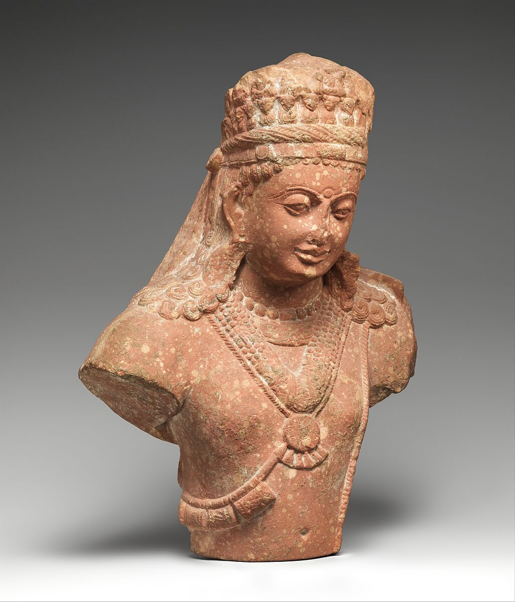 Crowned  Bodhisattva, Sandstone, North India (Uttar Pradesh, Mathura)