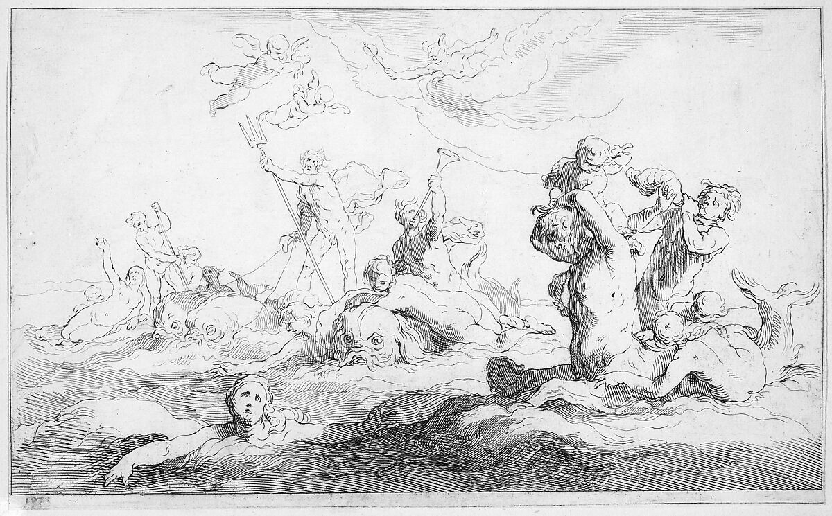 The Realm of Neptune, from Drawing Book, Frederick Bloemaert (Dutch, ca. 1610–ca.1669), Engraving 
