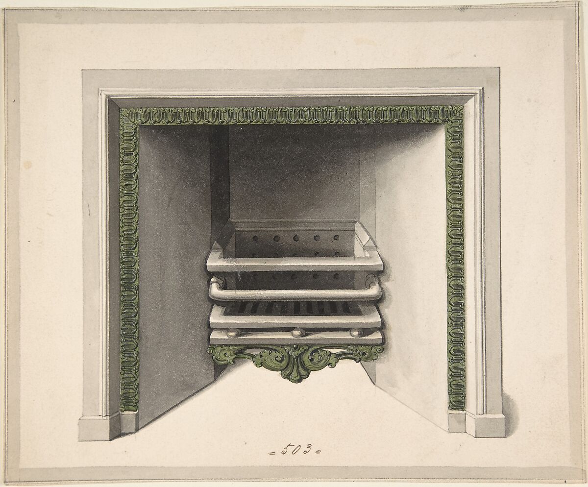 Design for Cast-iron Grate with Eagles Grasping Snakes, Benjamin Dean Wyatt (British, London 1775–1850 Camden Town), Pen and ink, brush and wash 