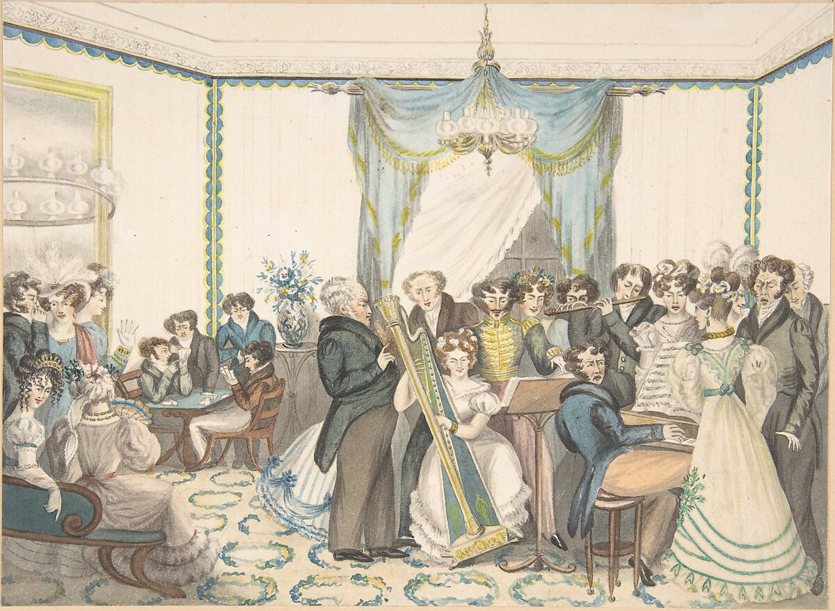 A Concert, Attributed to Granddaughters of Dr. Samuel Parr (British, active 1800–30), Watercolor 