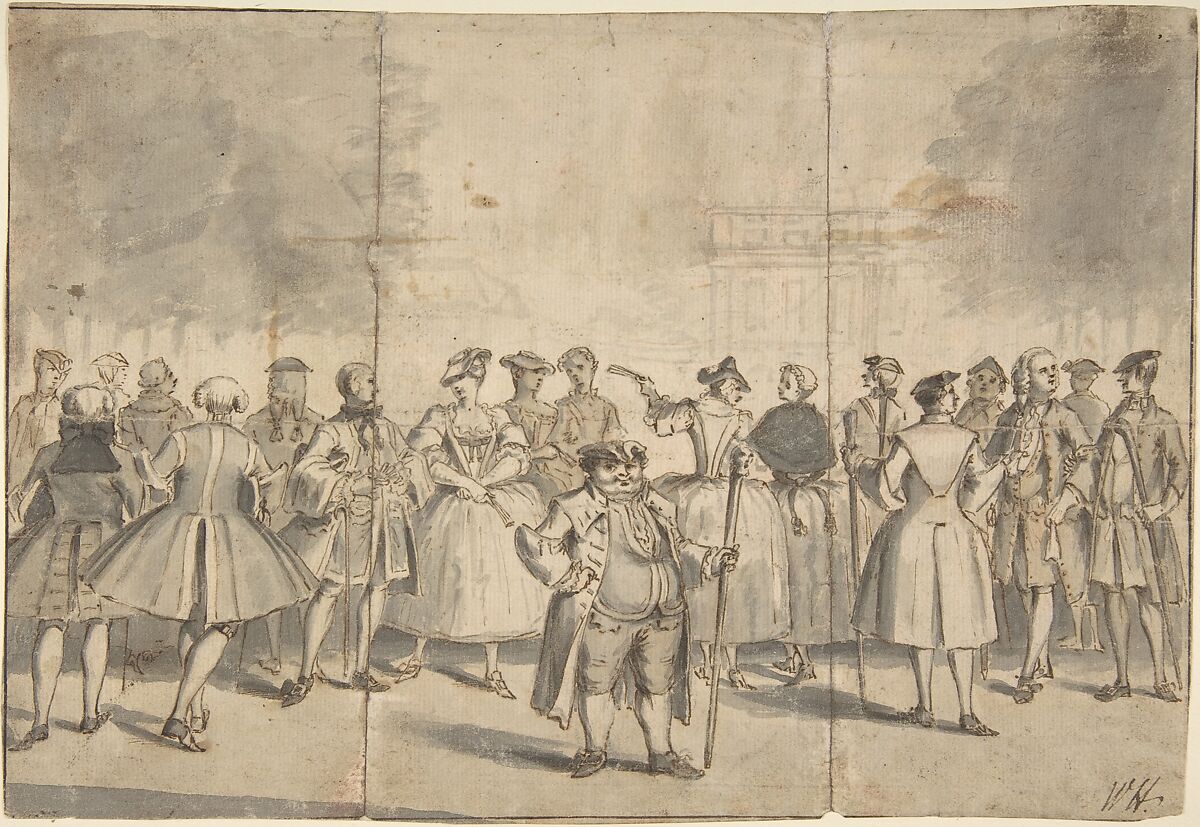 Taste a la Mode in the Year 1753, Attributed to Louis Pierre Boitard (British, died 1758), Pen and ink, brush and wash 