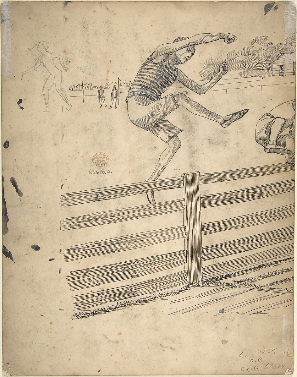 Angel Scourging a Harpy (recto); Athletic Scene (verso), Anonymous, British, 19th century, Bodycolor and gouache (bodycolor)