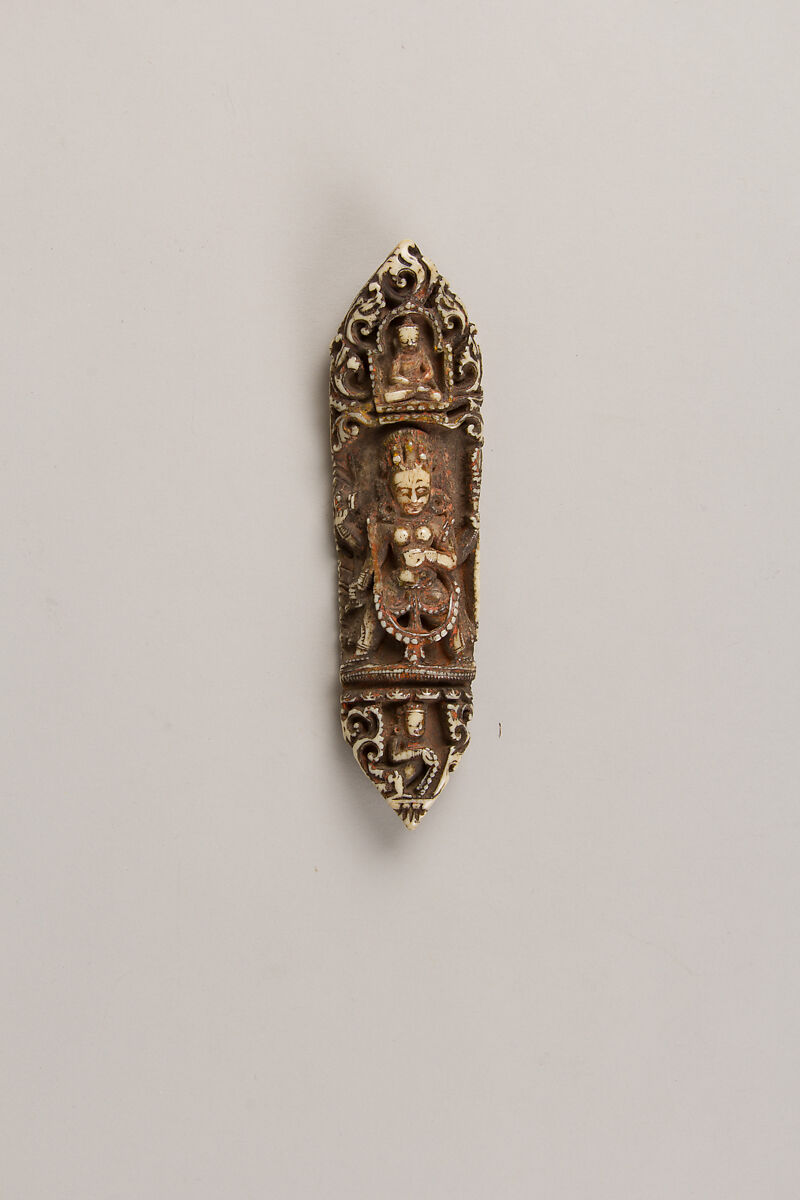 Plaque from a Tantric Ritual Apron (Chakrasamvara and Vajravarahi at Center), Bone, Nepal