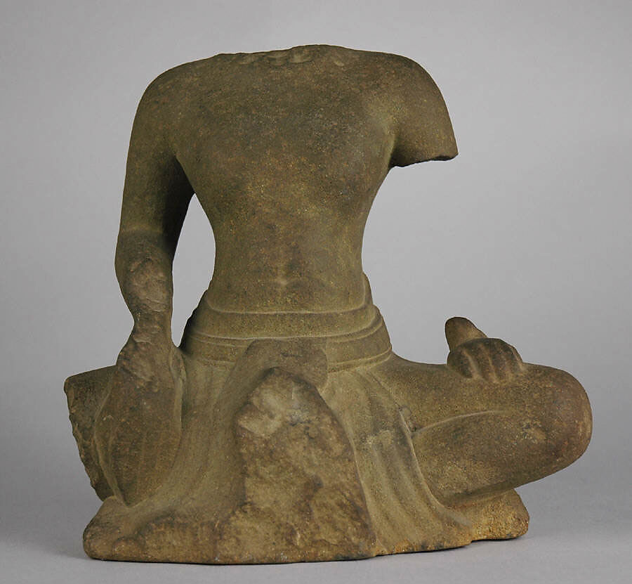 Seated Male Figure, Stone, Vietnam (Funan or Champa) 