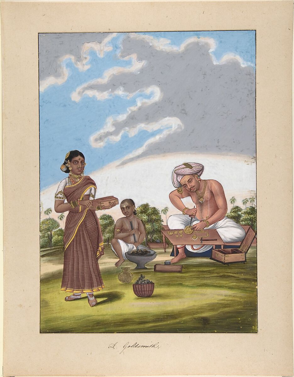 A Goldsmith, from Indian Trades and Castes, Anonymous, Indian, 19th century, Watercolor and gouache 