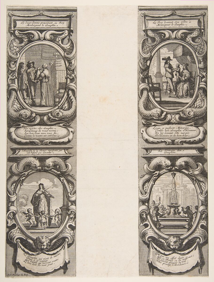 Almanach for 1639: Louis XIII and Anne of Austria entrusting the Kingdom and the Heir Apparent to the Virgin, Abraham Bosse (French, Tours 1602/04–1676 Paris), Etching 