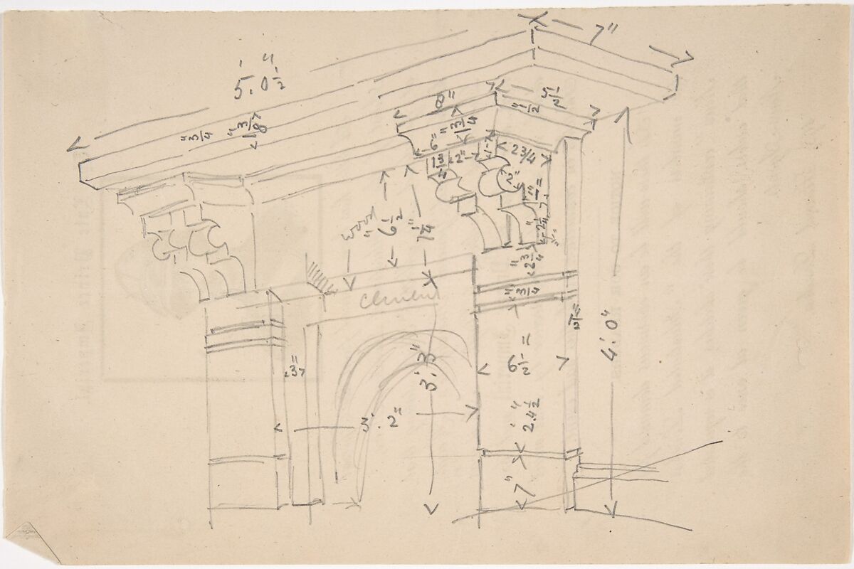 Measured Drawing of Cornice, Anonymous, British, 19th century, Graphite 