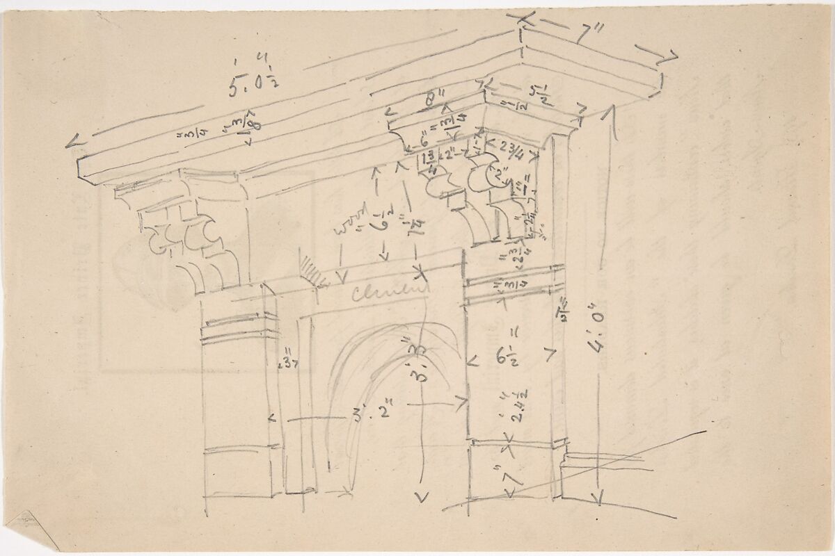 Measured Drawing of Cornice, Anonymous, British, 19th century, Graphite 