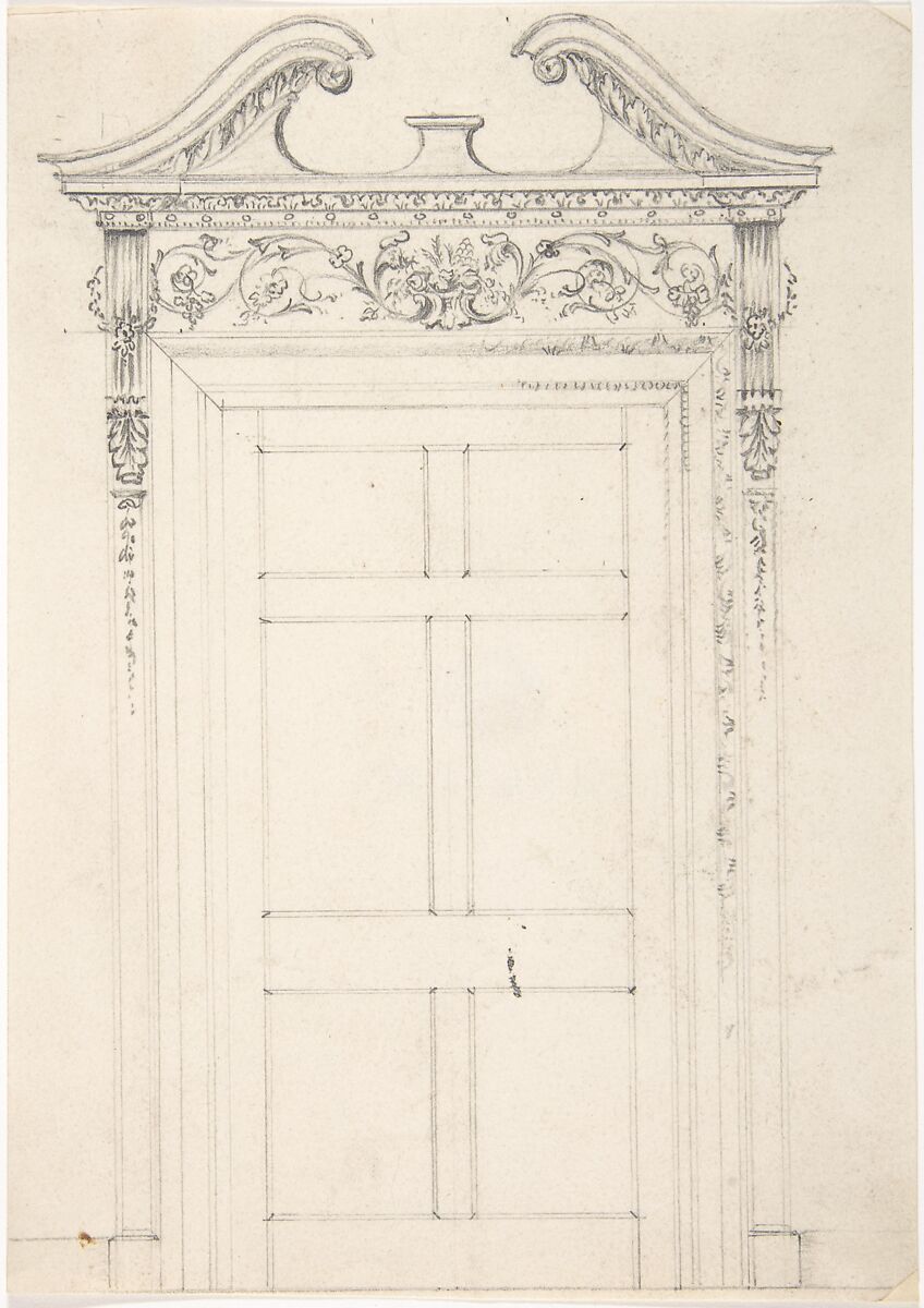 Design for a Doorway, Anonymous, British, 19th century, Graphite 