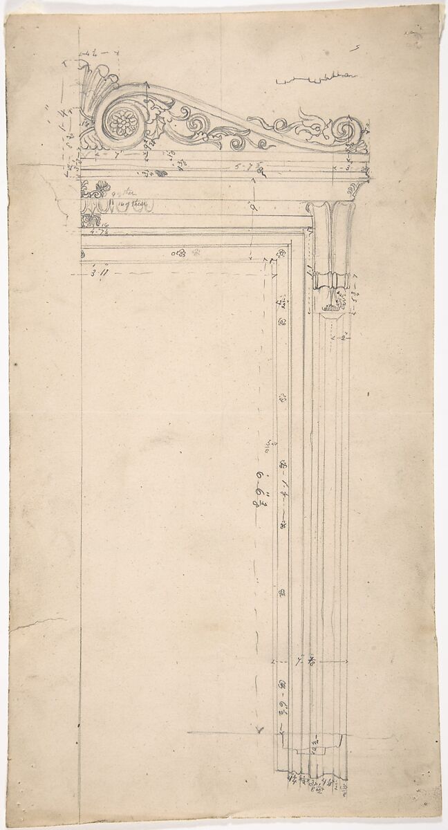 Design for a Door Frame, for 37 Tavistock Place, London, Anonymous, British, 19th century, Graphite 