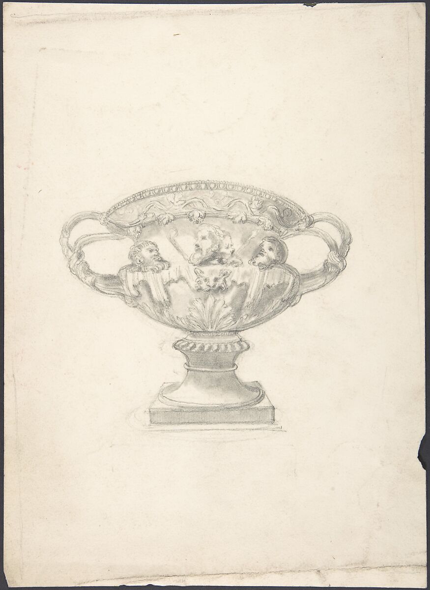 Vase, Anonymous, British, 19th century, Pen and ink, brush and wash 