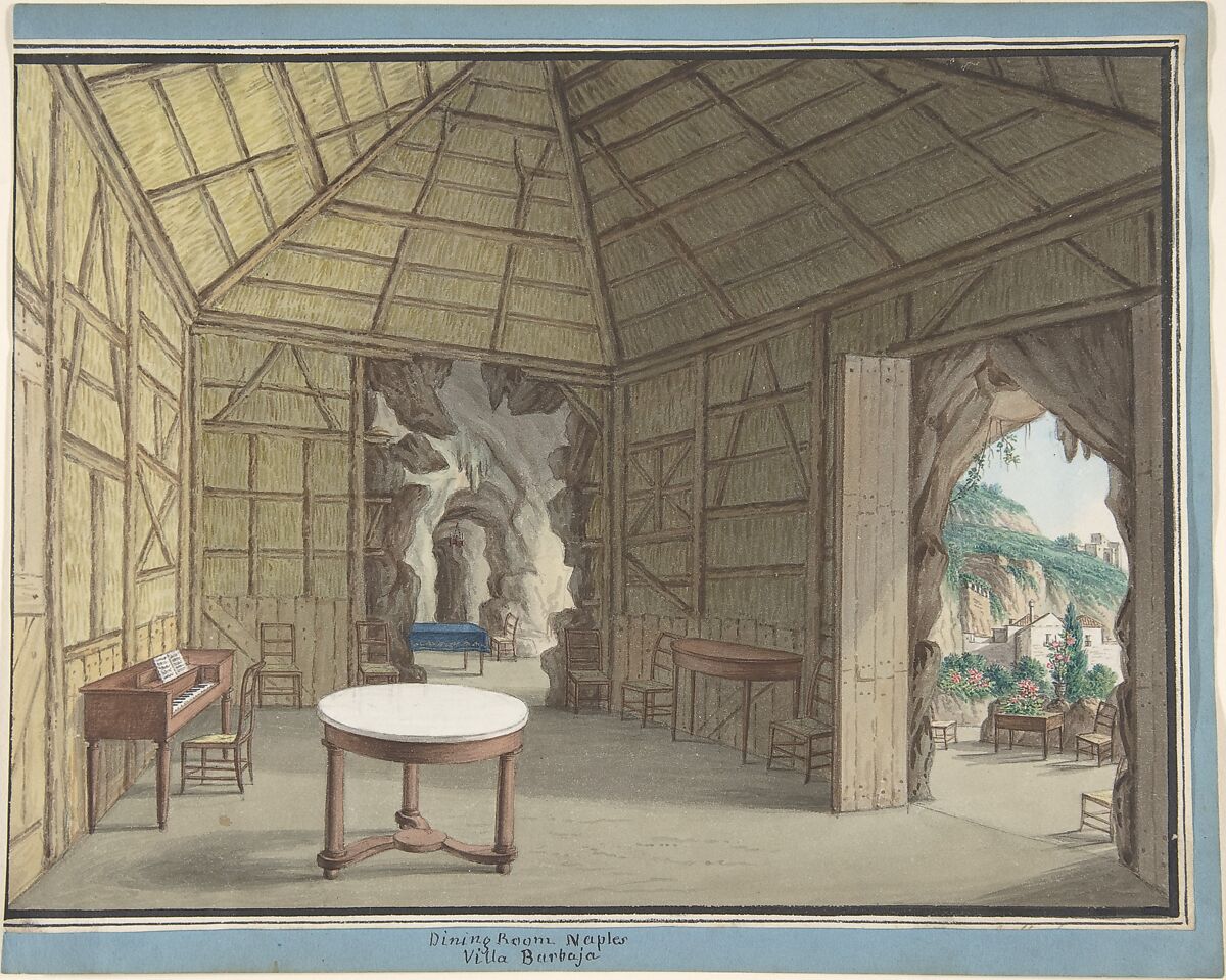 Dining Room, Villa Barbaja, Naples, Attributed to Anonymous, British, 19th century, Watercolor 