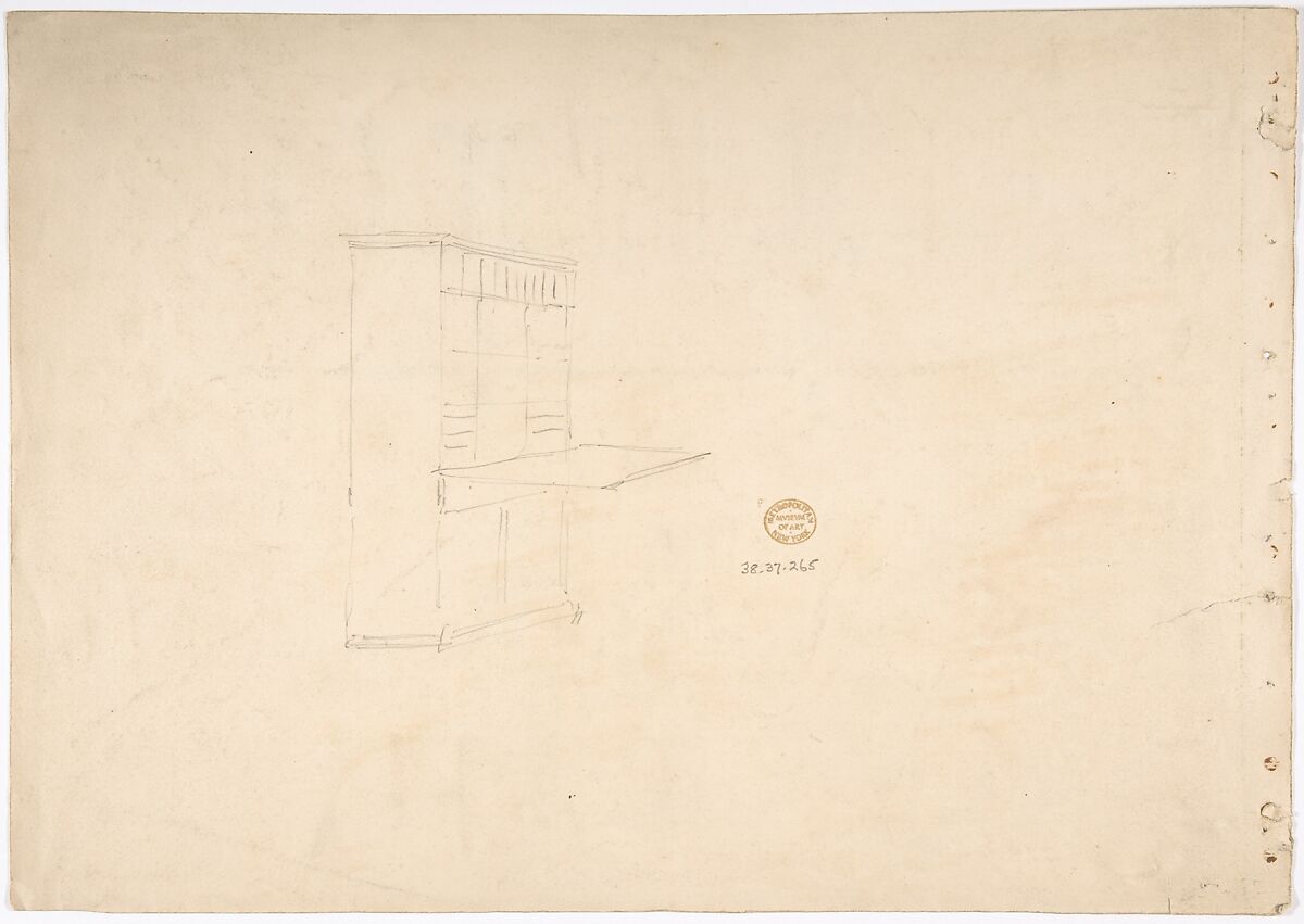 Paneling and Benches (Verso: sketch of a Desk), Anonymous, British, 19th century, Graphite