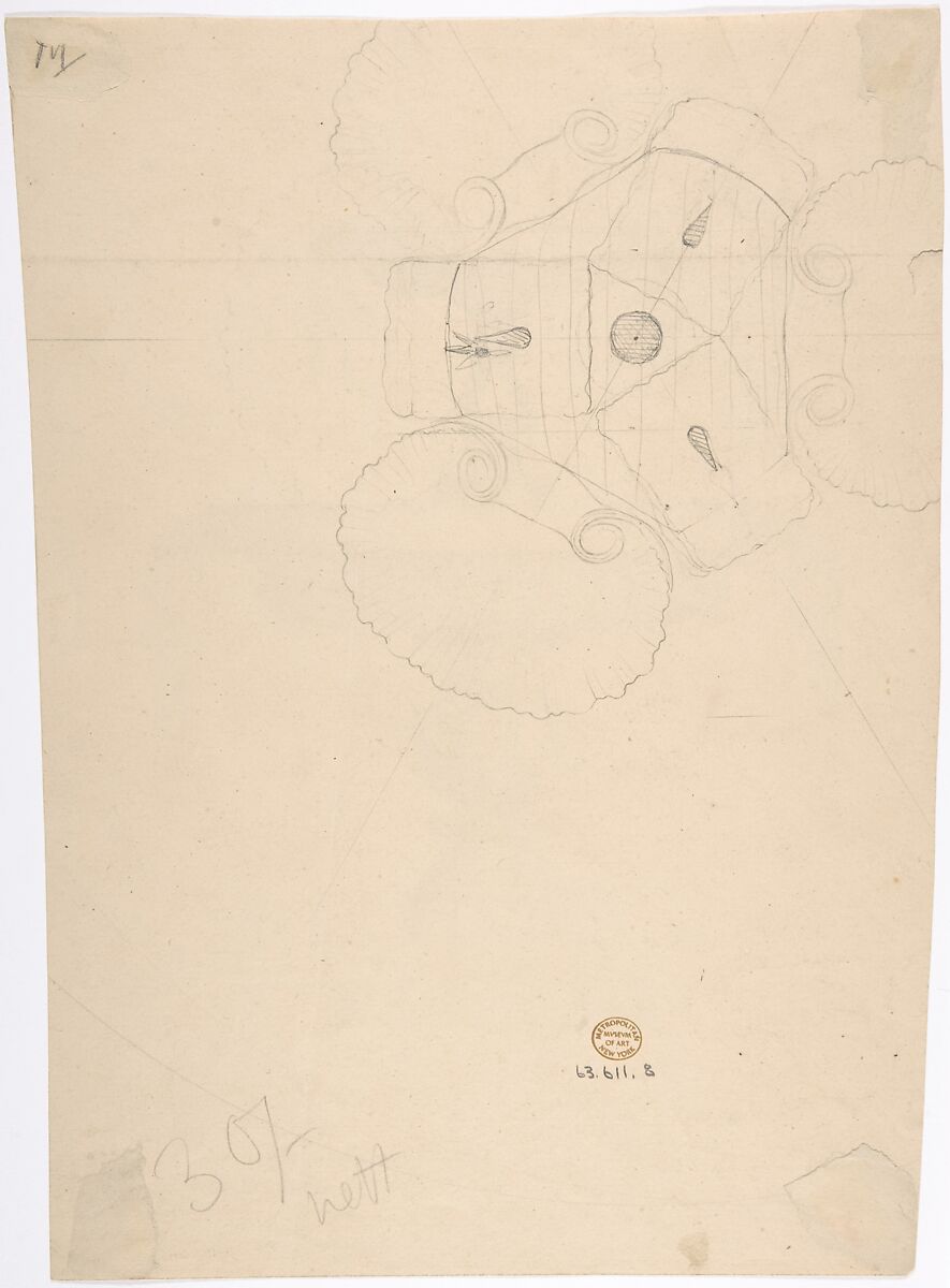 Design for a Fountain with Two Basins (recto); Another design (verso), Anonymous, British, 19th century, Pen and ink, brush and wash