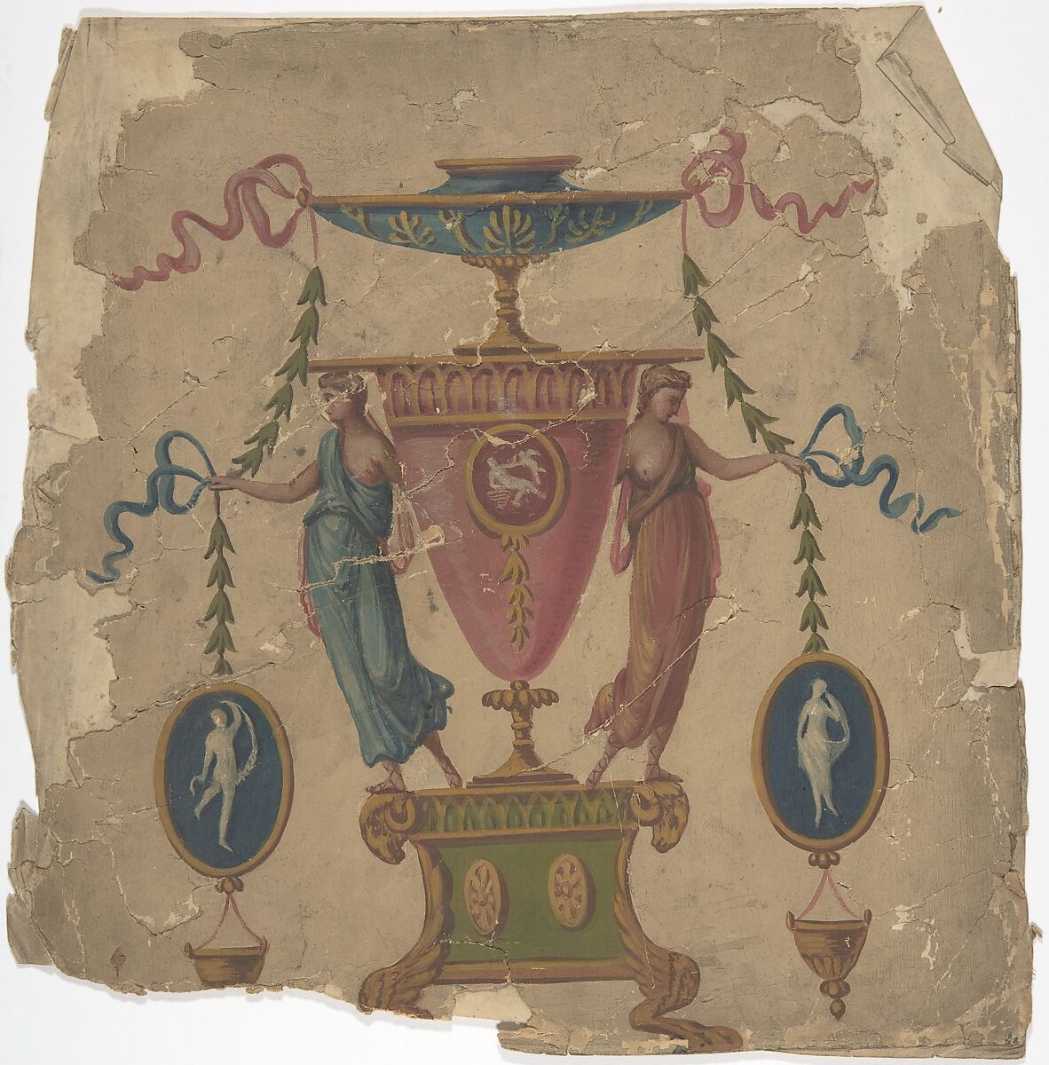 Ornamental Panel Design, Anonymous, British, 19th century, Gouache (bodycolor) 
