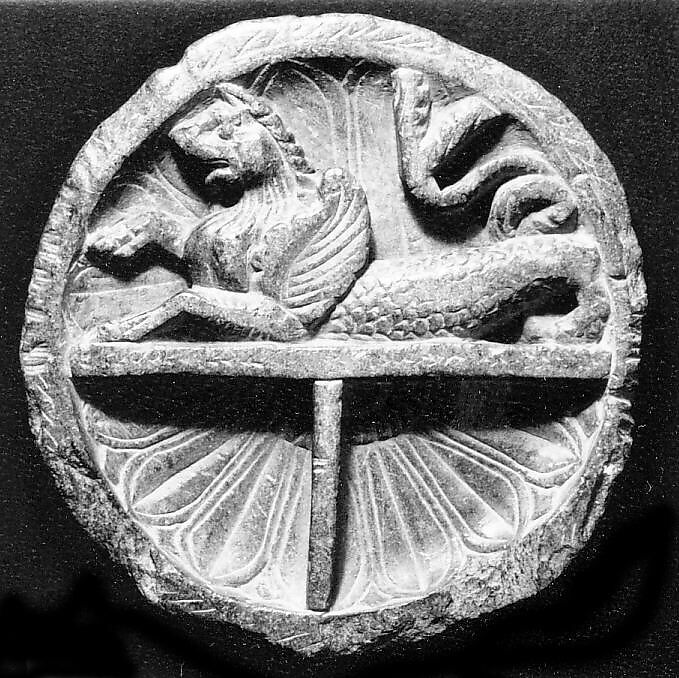 Dish with Mythical Winged Animal, Stone, Pakistan (ancient region of Gandhara) 
