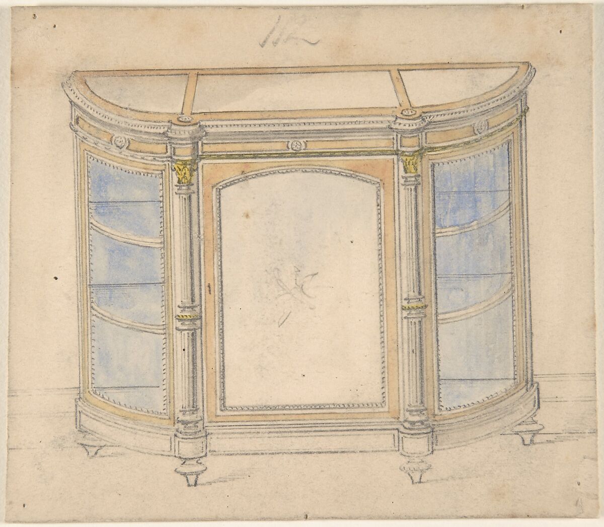 Cabinet Design, Anonymous, British, 19th century, Graphite and watercolor