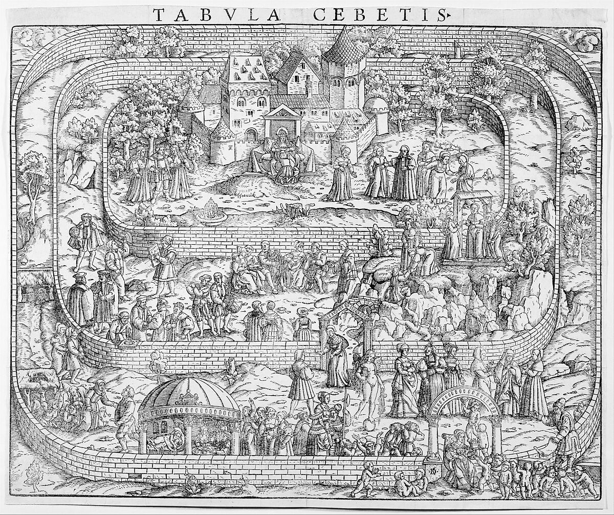 Tabula Cebetis, David Kandel (German, ca. 1520–ca. 1596), Woodcut; second state of two