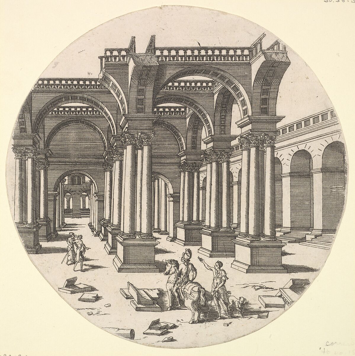 Perspectival View, Temple of Isis, Jacques Androuet Du Cerceau (French, Paris 1510/12–1585 Annecy), Etching 