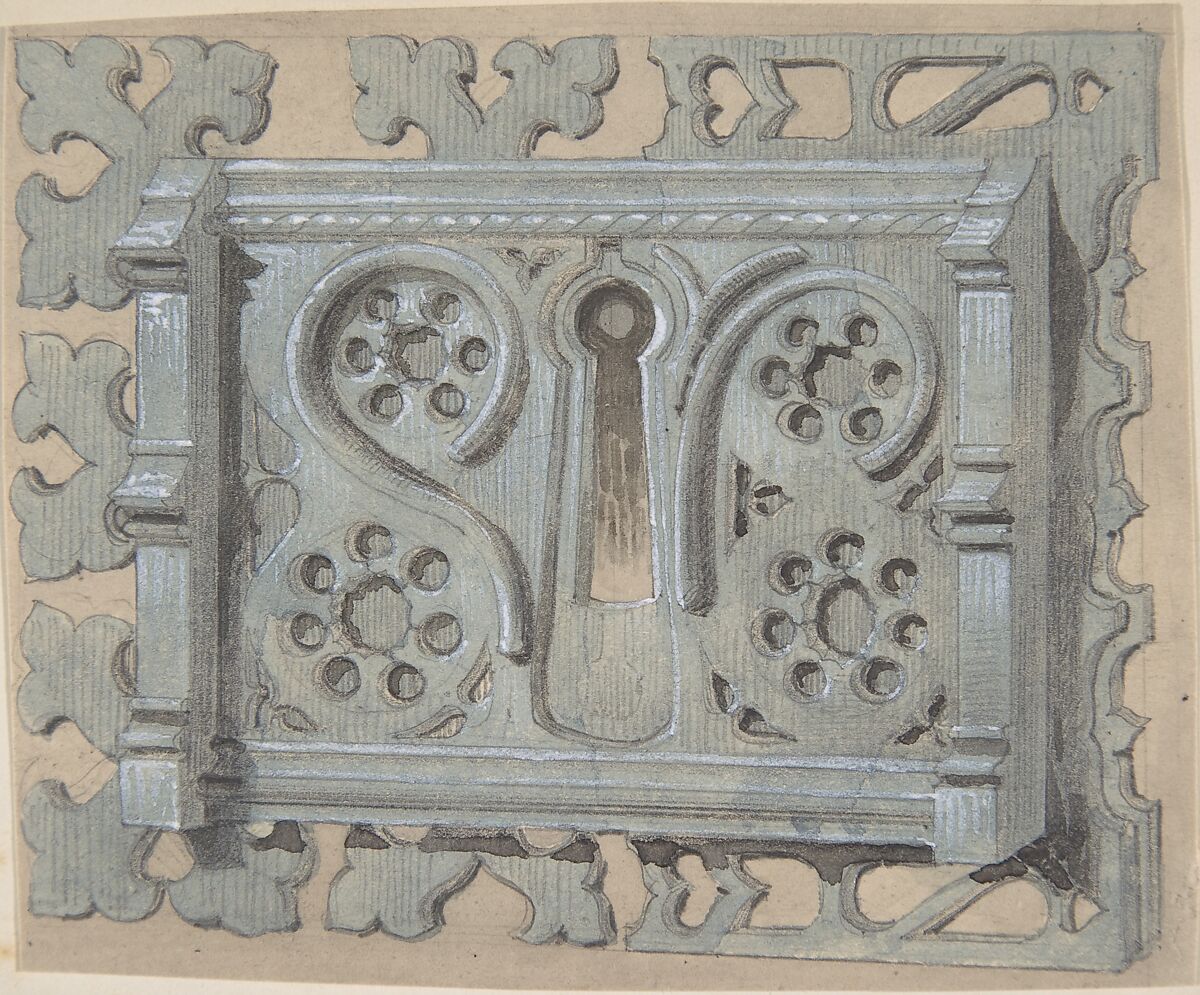 Metal Keyplate for Church, Anonymous, British, 19th century, Gouache 