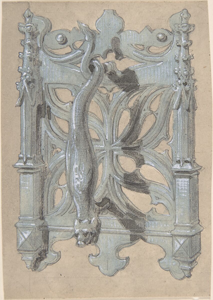 Metal Doorpull Church, Anonymous, British, 19th century, Gouache 