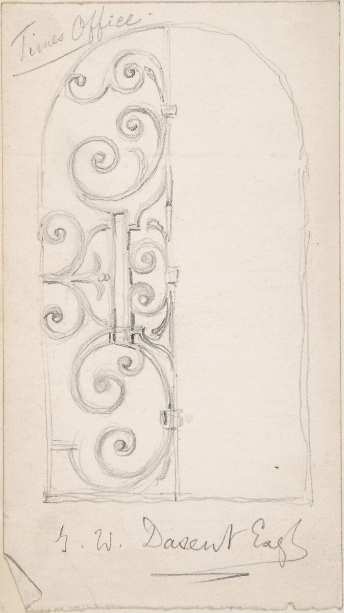 Ornamental Ironwork on a Window or Shutter, Richardson Ellson &amp; Co. (British), Graphite and pen and ink 