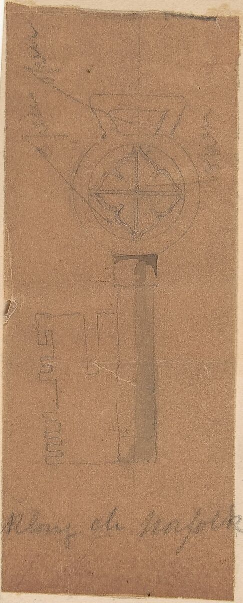 Key from Norfolk Church, Richardson Ellson &amp; Co. (British), Graphite on tracing paper 