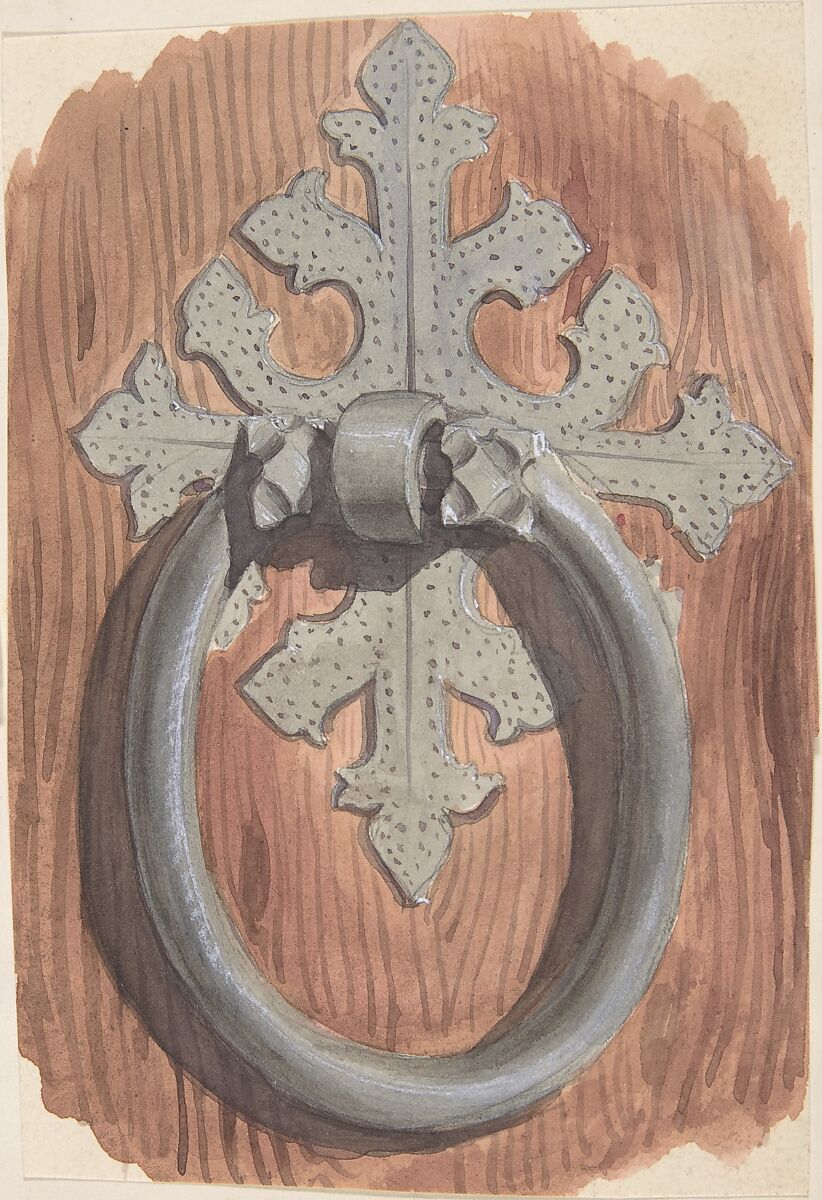 Door-ring, Anonymous, British, 19th century, Gouache 