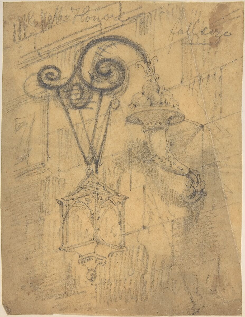 Metal Bracket Supporting a Street lamp, St. Honoré, Anonymous, British, 19th century, Graphite