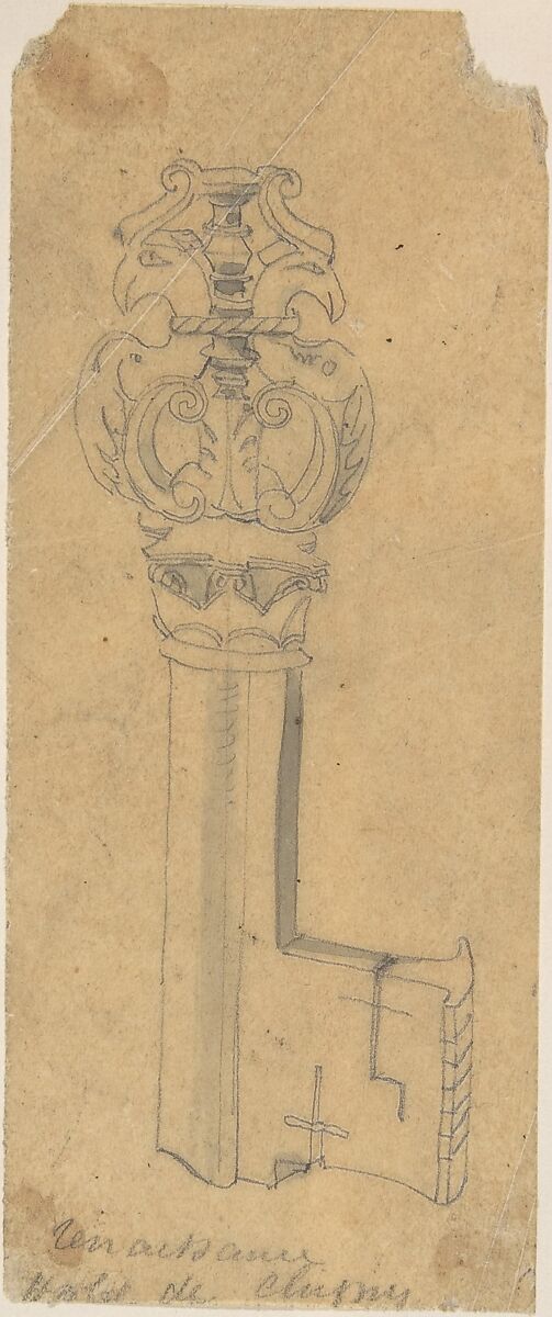 Key, Anonymous, British, 19th century, Graphite on tracing paper 