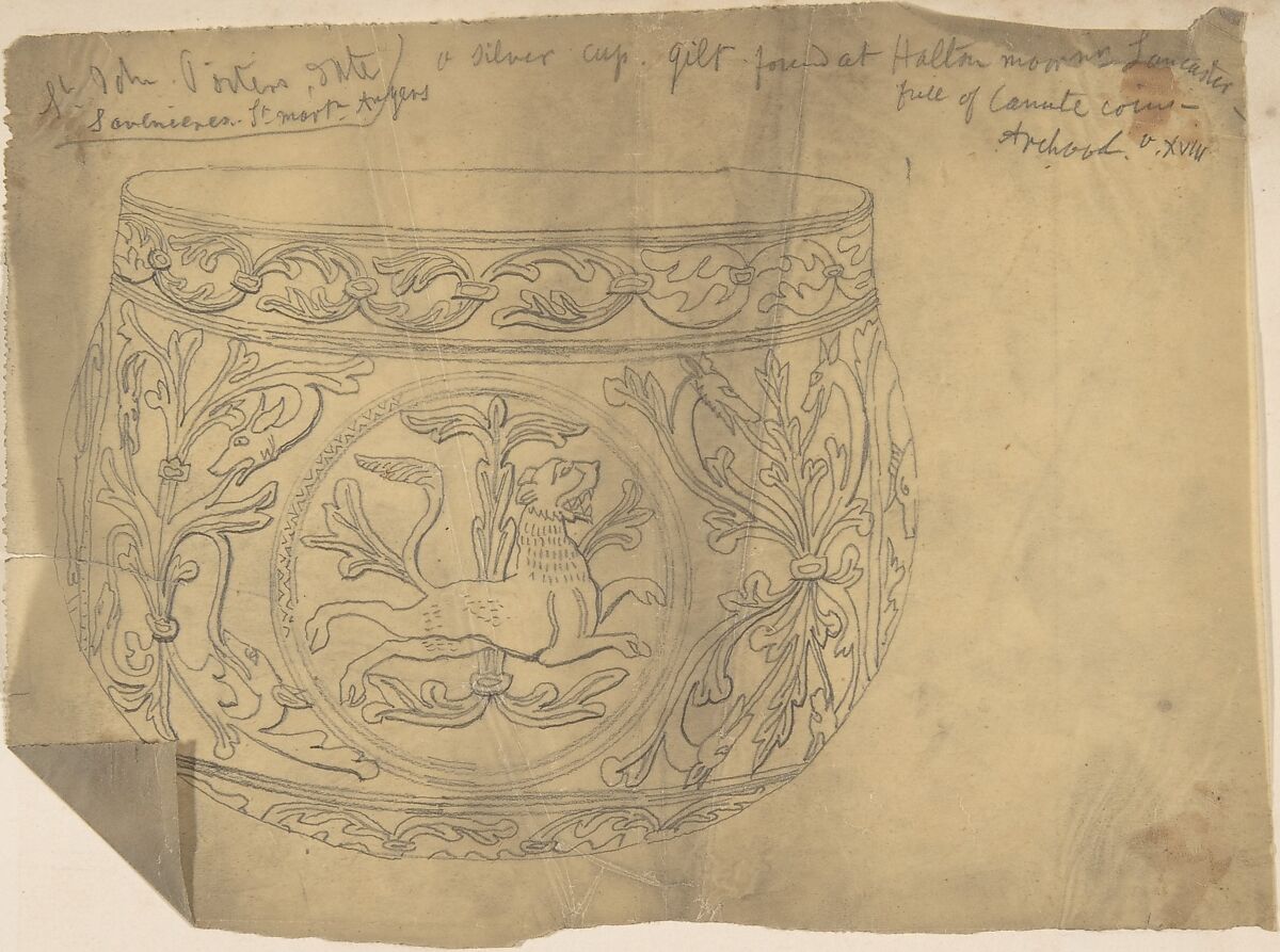 Medieval Silver Cup, Anonymous, British, 19th century, Graphite on tracing paper 