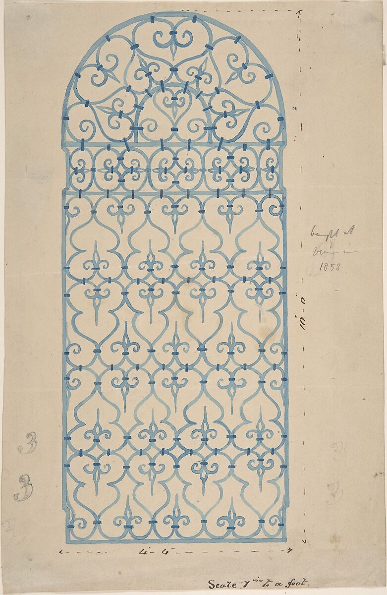 Anonymous, British, 19th century | Wrought Iron Gate Design (recto ...