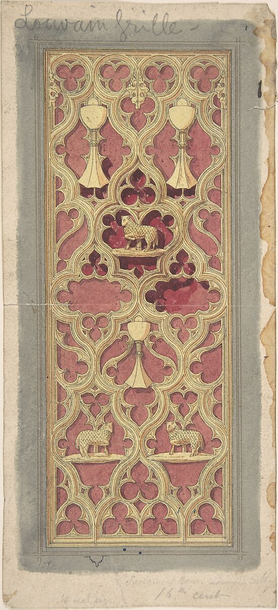 Louvain Church Grille, Anonymous, British, 19th century, Pen and ink and watercolor 