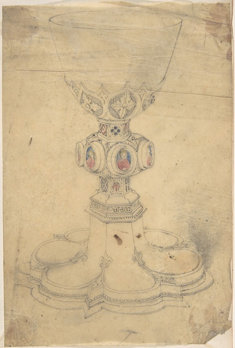 Chalice with Enamel Ornament, Anonymous, British, 19th century, Graphite and watercolor