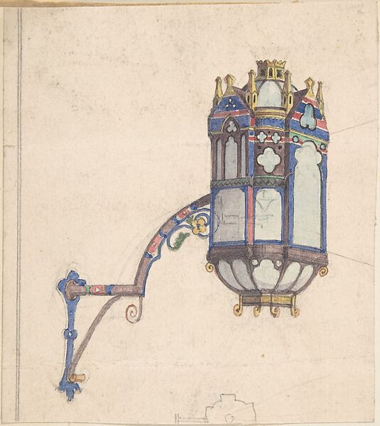 Church Wall Lantern Design, Attributed to Richardson Ellson &amp; Co. (British), Graphite and watercolor 