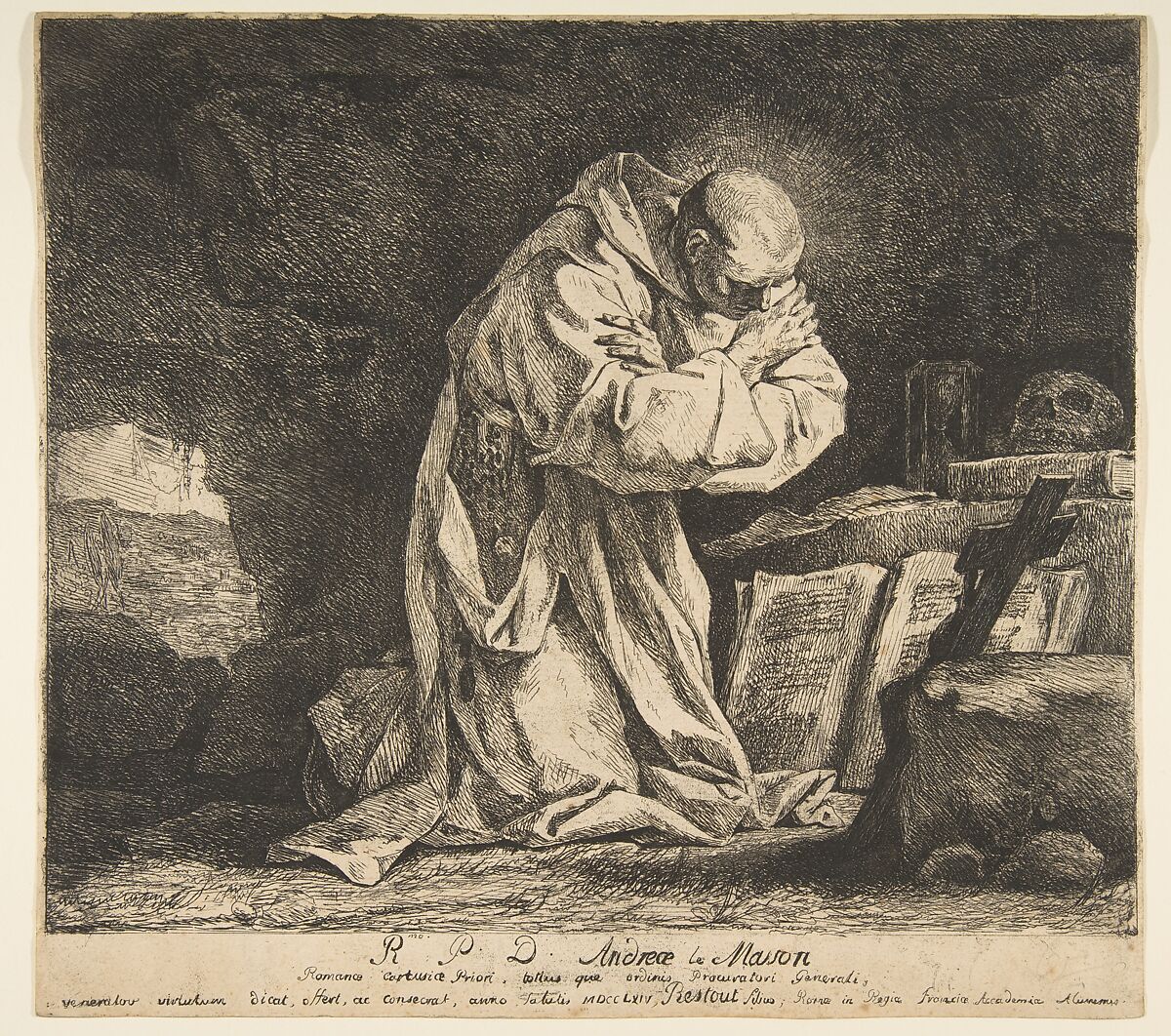 Saint Bruno, Jean Bernard Restout (French, Paris 1732–1797 Paris), Etching