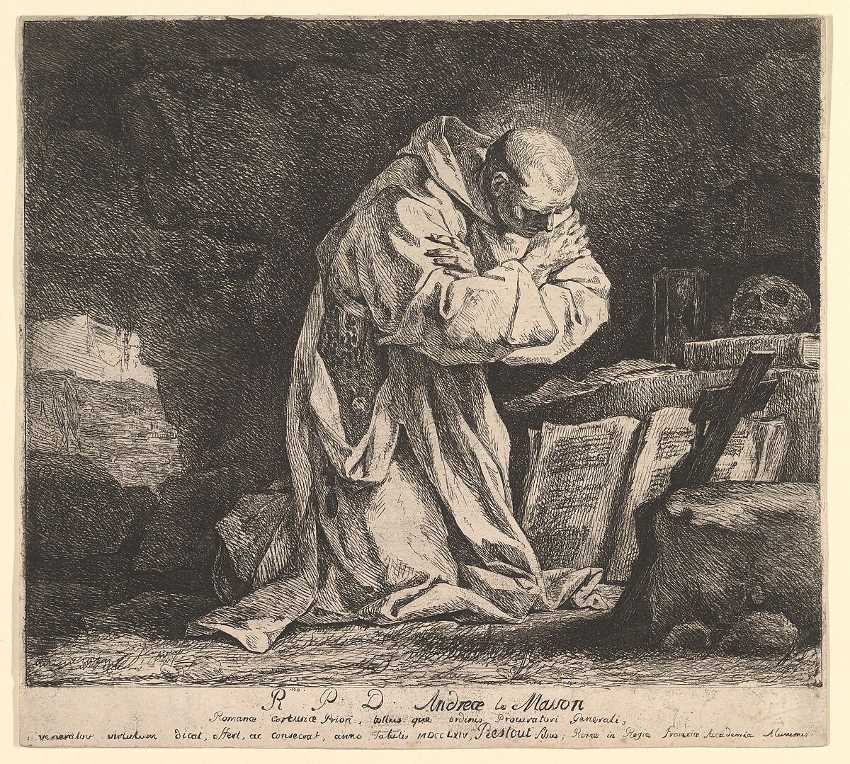 Saint Bruno, Jean Bernard Restout (French, Paris 1732–1797 Paris), Etching 