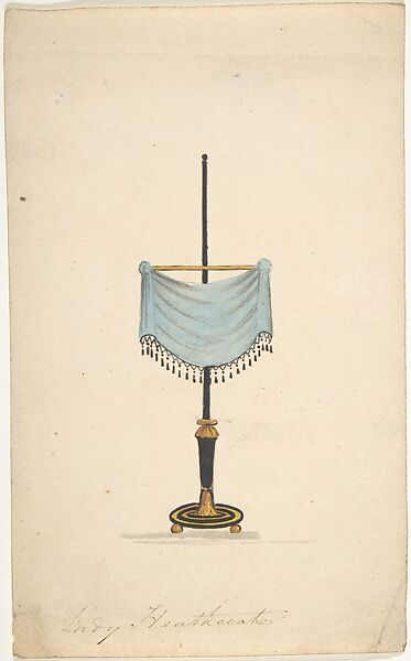 Design for a Firescreen, "for Lady Heathcote", Attributed to Gillows (British, 19th century), Pen and ink, gouache (bodycolor) 
