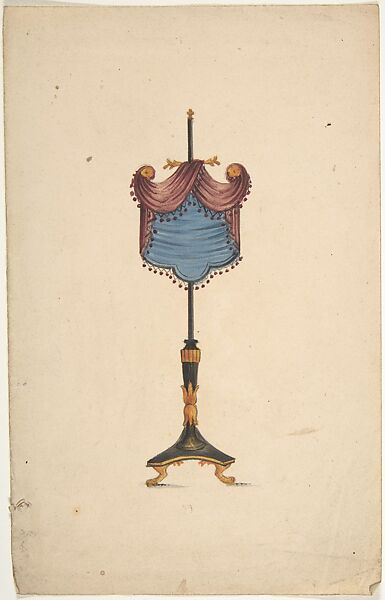 Design for a Firescreen, Attributed to Gillows (British, 19th century), Pen and ink, gouache (bodycolor) 