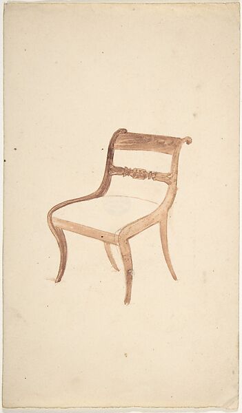 Design for a Chair, Attributed to Gillows (British, 19th century), Pen and ink, watercolor 