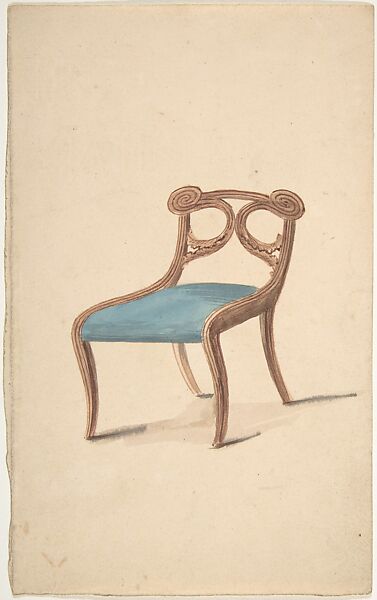 Design for a Chair, Attributed to Gillows (British, 19th century), Pen and ink, watercolor 