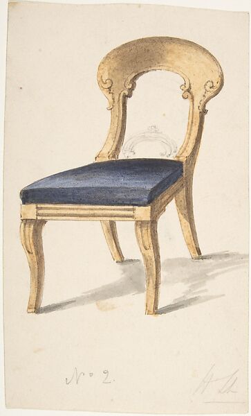 Design for a Chair, Attributed to Gillows (British, 19th century), Pen and ink, watercolor 