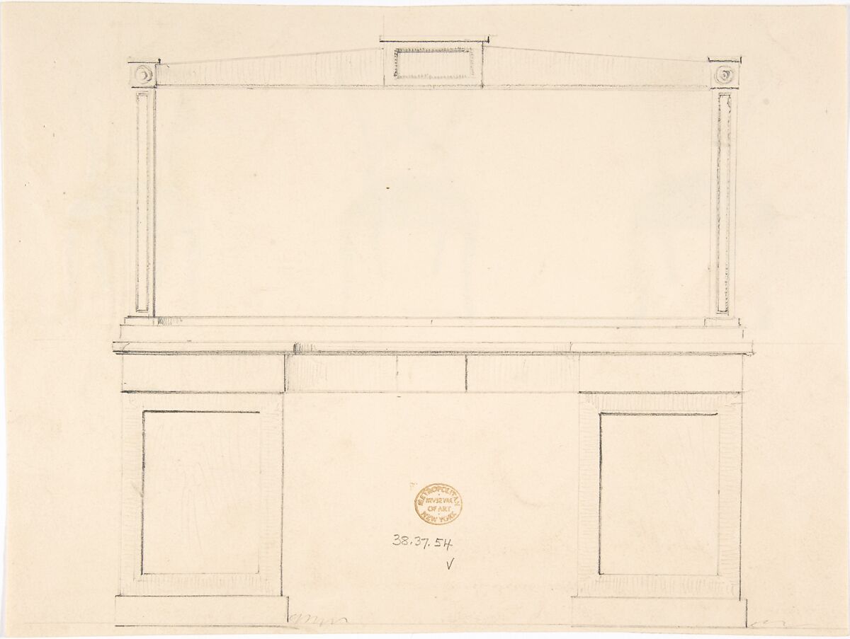 Design for Three Chairs with Curved Backs (verso: Sketch for a Sideboard), Anonymous, British, 19th century, Recto: pen and ink, watercolor
Verso: graphite