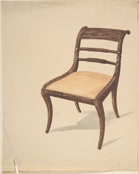 Design for a Chair, Attributed to Gillows (British, 19th century), Pen and ink, brush and wash, watercolor 