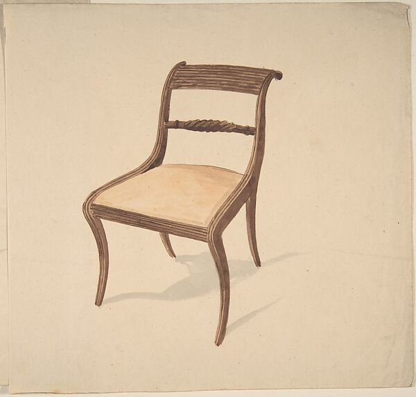 Design for a Chair, Attributed to Gillows (British, 19th century), Pen and ink, brush and wash, watercolor 